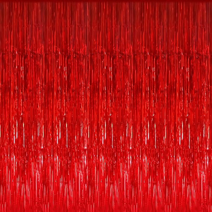 GOER 3.2 ft x 8.2 ft Metallic Tinsel Foil Fringe Curtains Party Photo Backdrop by GOER