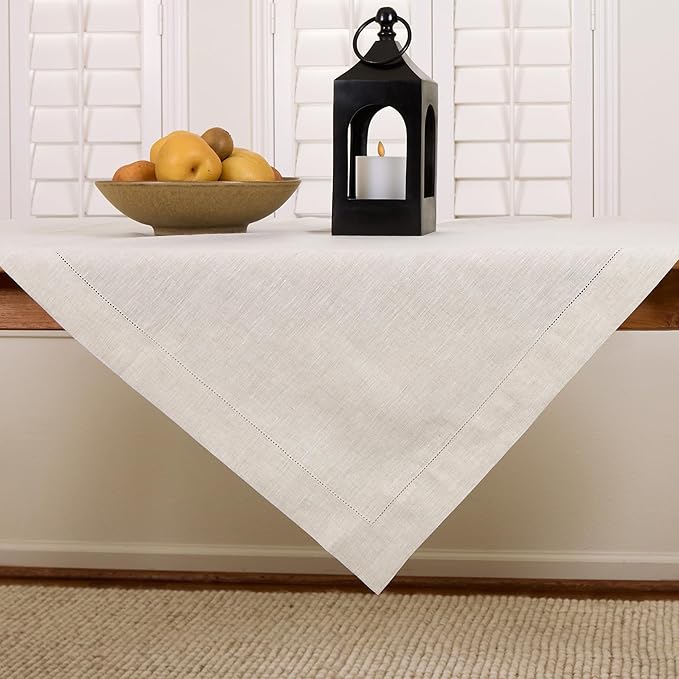 Solino Home Light Natural Linen Tablecloth 52 x 52 Inch - Image 2