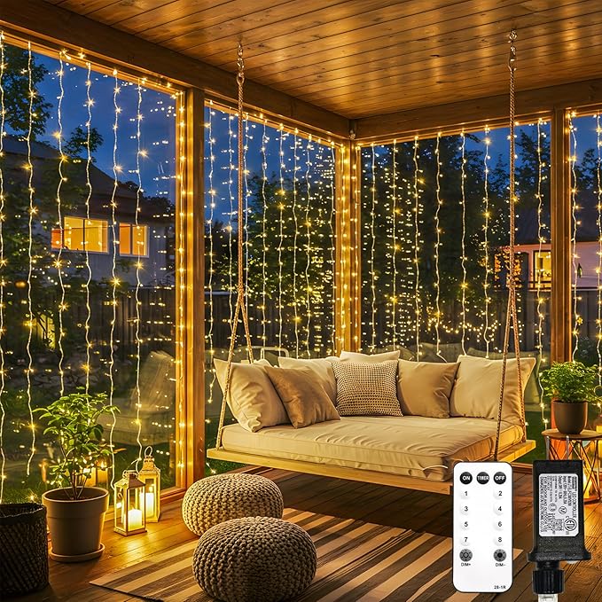 suddus 900 LED Christmas String Lights Outdoor, 9.8x29.5ft Curtain Light Plug in by SUDDUS