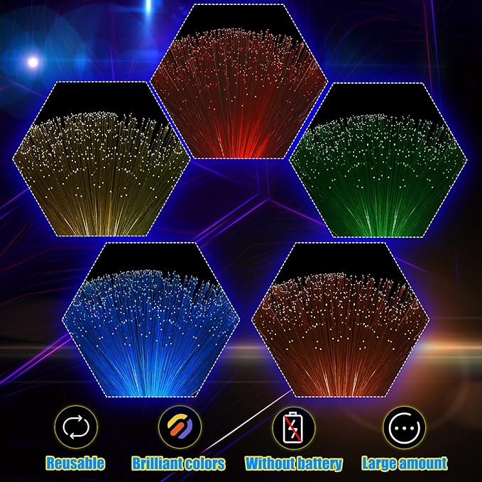 Patelai 10 Pcs LED Fiber Optic Lamp Color Changing Fiber Optic Night Light - Image 3