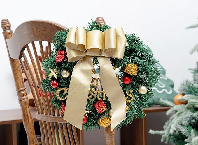 Gold Satin Wired Ribbon 2-1/2 Inch Double-Faced Glitter Ribbons - Image 5