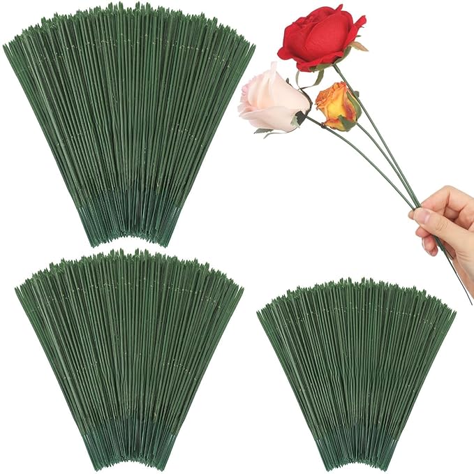 300pcs Artificial Flower Stems, 6.7in、8in、10in Plastic Green Floral Wire Stems by Unknown