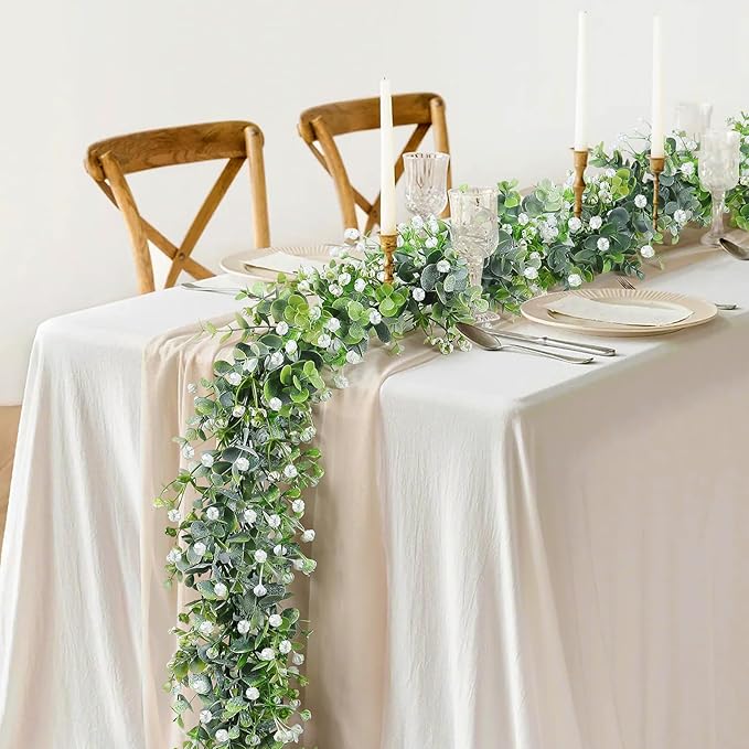 SOMYTING Artificial Eucalyptus Garland 4 Packs 6Ft Faux Eucalyptus Garlands - Image 3