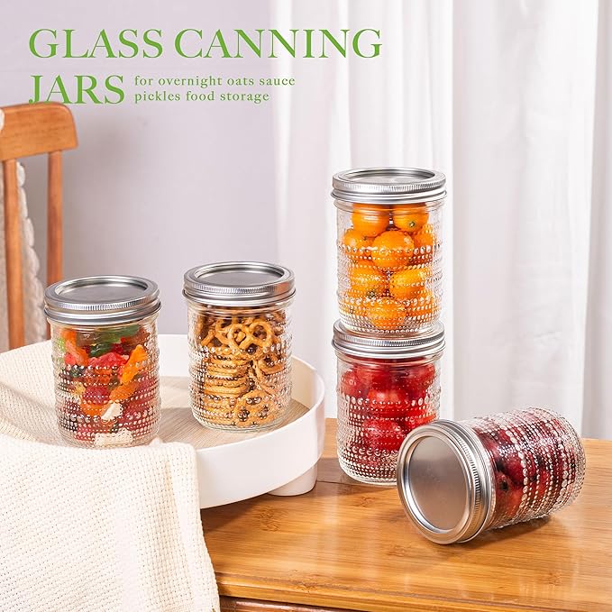 Mason Jars 16 Oz with Lids 6 Packs, Vintage Wide Mouth Glass Canning Jar - Image 4