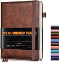 Lined Journal Notebook for Women Men, 256 Numbered Pages Hardcover Leather by Unknown