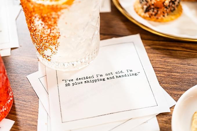 Five Star Napkins 30th Birthday Quotes White Cotton Cocktail Napkins, Beverage - Image 4