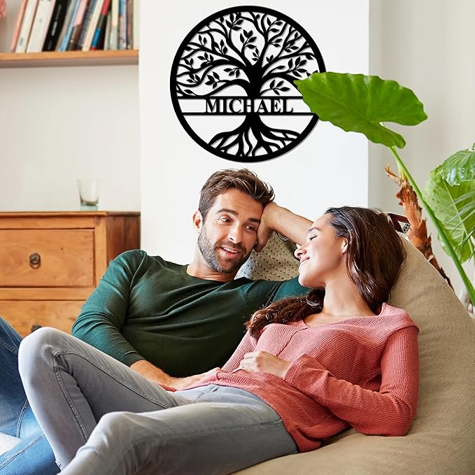 Personalized Wedding Gift for Couple, Custom Tree of Life Metal Wall Art Sign - Image 3