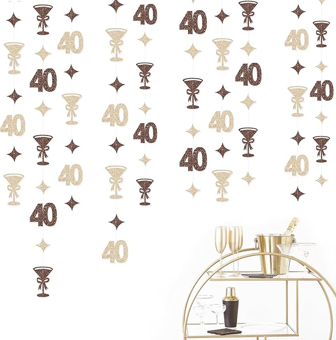 Champagne Gold Brown 40th Birthday Decorations Espresso Martini Garland - Image 8