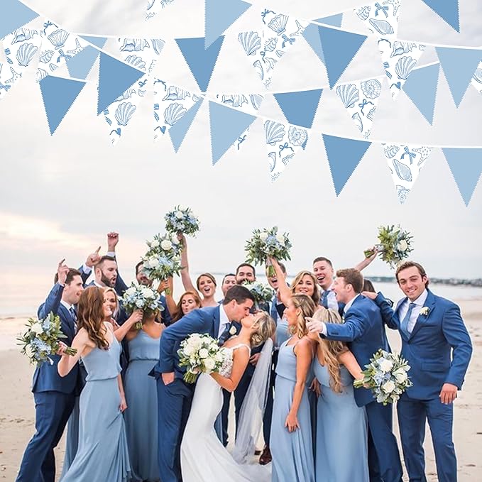32Ft Ocean Coastal Nautical Beach Party Decorations Blue Bow Starfish Seashell - Image 7