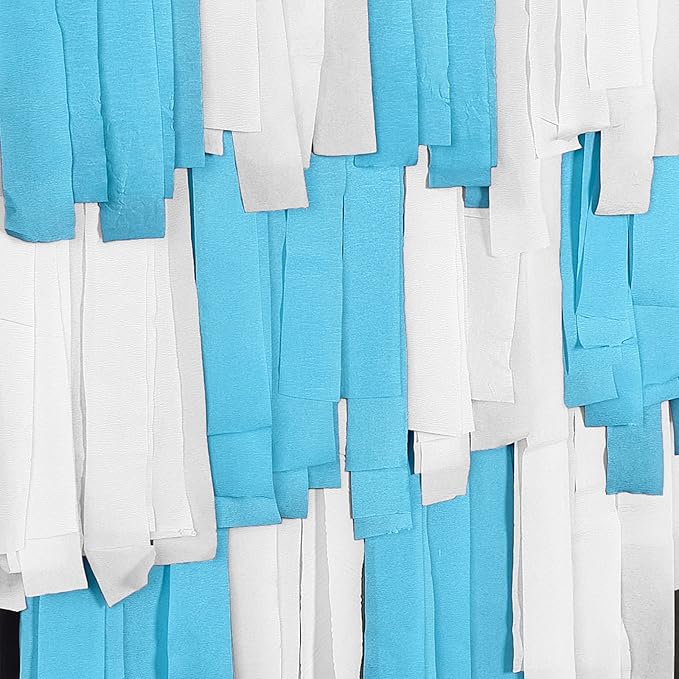 PartyWoo White and Blue Crepe Paper Streamers 4pcs 328ft Pack of Light Blue - Image 2