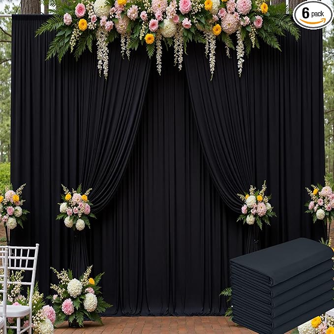 30ft x 15ft Black Wrinkle Free Backdrop Curtain by ENJOYYOURPARTY