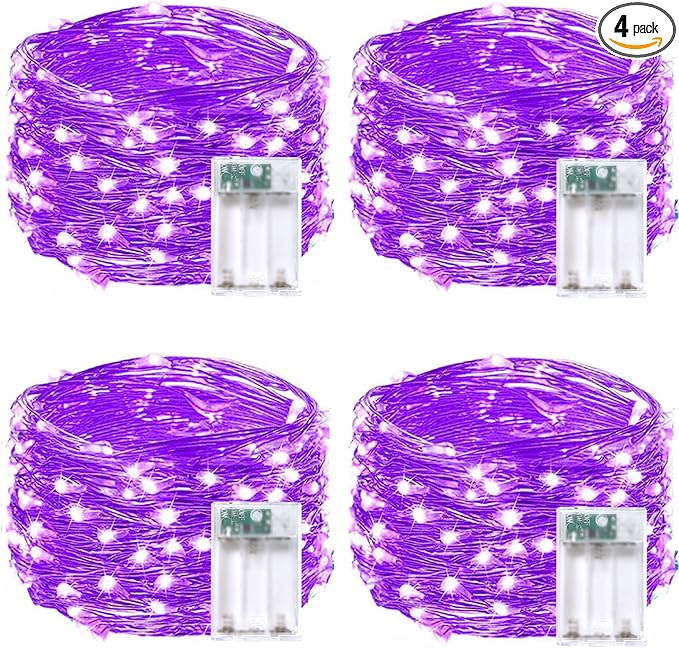 4 Pack 20FT 60LED Halloween Battery Operated Fairy Lights by BOSSERN