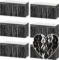 6 Pack 29x108 Inch Black Wave Foil Fringe Table Skirts Metallic Banner by Mebiornt