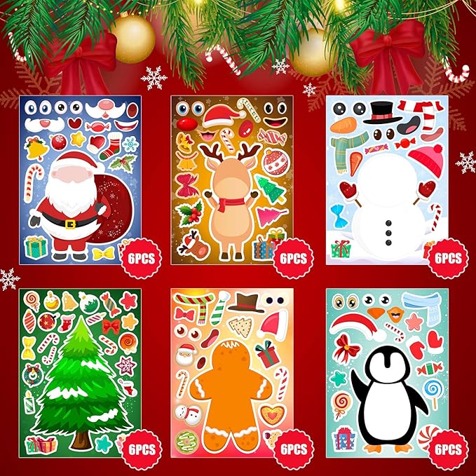 36 Sheets Christmas Stickers for Kids Make Your Own Christmas Stickers - Image 2