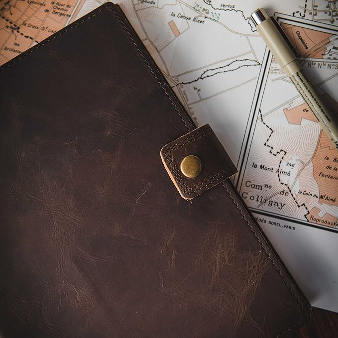 Refillable Leather Journal | Premium Lined A5 Notebook Cover | 200 Ruled - Image 4
