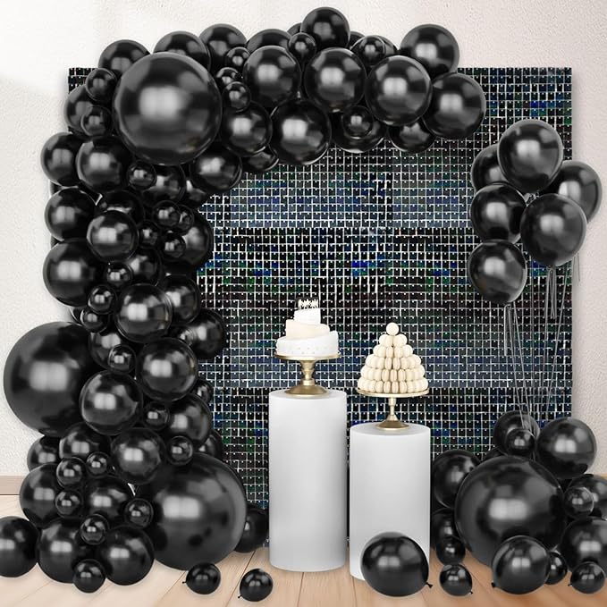 24PCS Black Shimmer Wall Backdrop, Laser Square Sequin Photo Backdrops Panel - Image 6