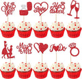 30 PCS He Asked She Said Yes Cupcake Toppers Glitter Engagement Cupcake Toppers by ZHUOWEISM