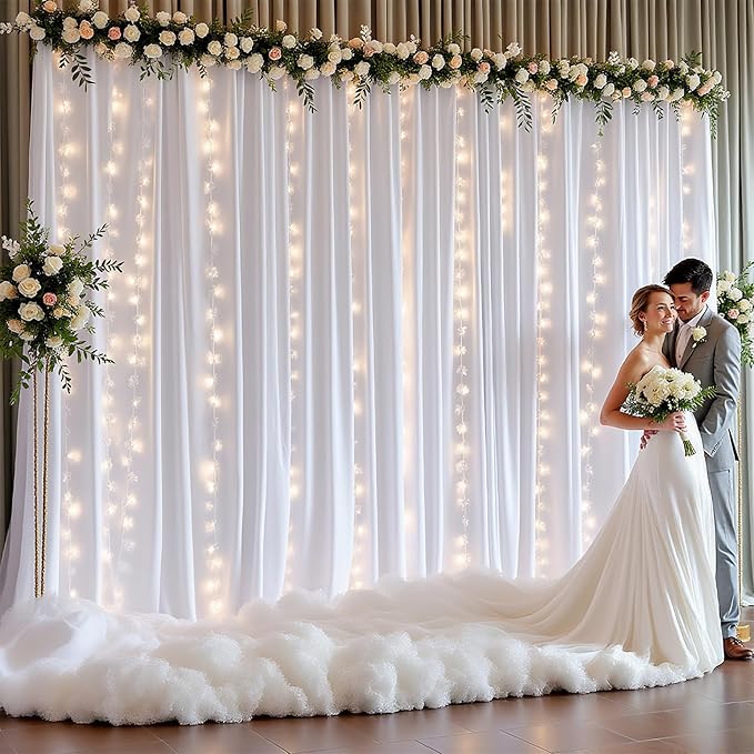 White Backdrop Curtains with Lights - Image 4