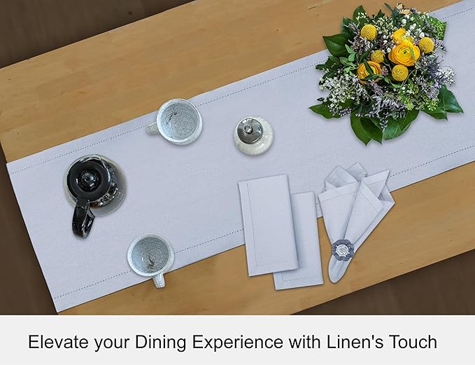 Ruvanti Linen Table Runner 60 Inches, Classic Hemstitch, Non-Slipping, Stain - Image 7