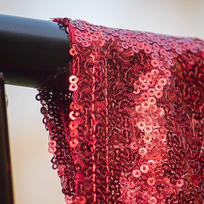JYFLZQ Burgundy Sequin Backdrop Curtains 10ft x 10ft 1 Panel Glitter Photo - Image 3