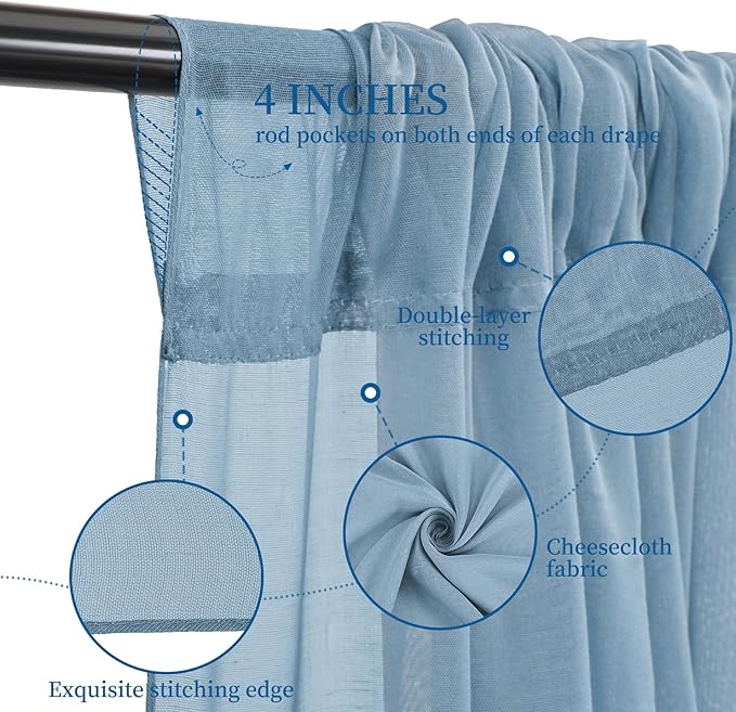 6 Panels Dusty Blue Ceiling Drapes - Image 3