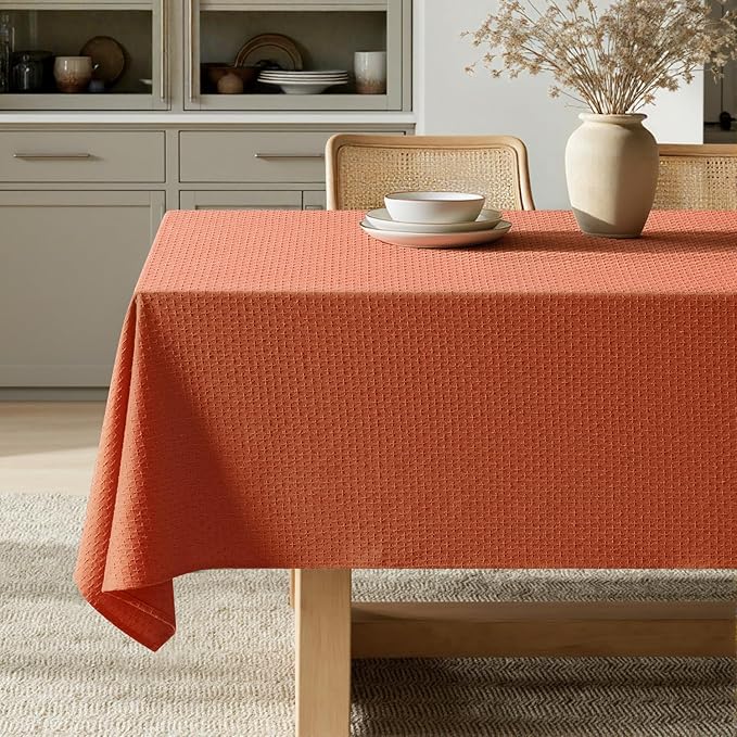 MIULEE Fall Tablecloth Burnt Orange Linen Cottton Table Cloth Rectangle by MIULEE