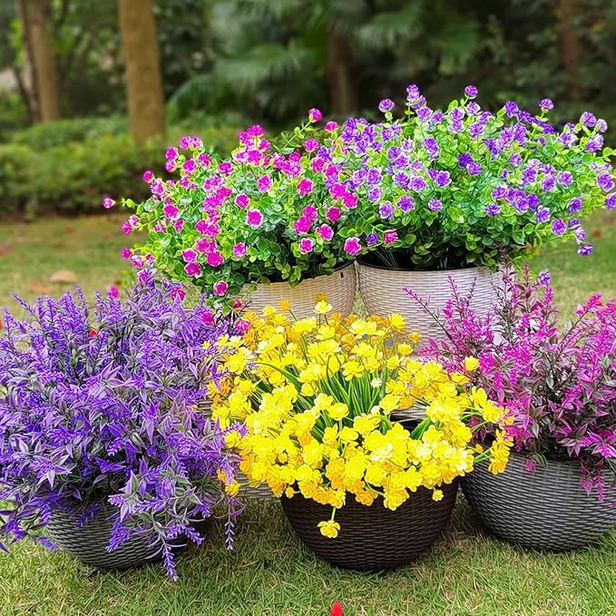20 Bundles Artificial Flowers Outdoor UV Resistant No Fade Fake Plants Faux - Image 7