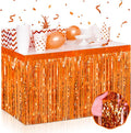 3 Pack 29 x108 Inch Orange Foil Fringe Table Skirts Metallic Banner by Mebiornt