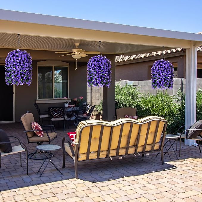 Artificial Fake Outdoor Hanging Flowers Plants Basket - Image 5