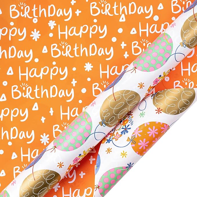 LeZakaa Reversible Birthday Wrapping Paper Roll - Image 7