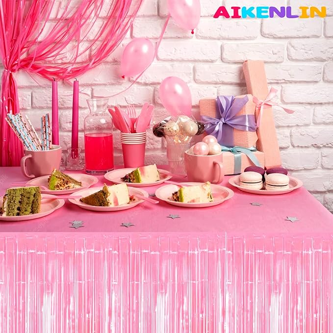 6 Pack 29x108 Inch Metallic Foil Fringe Tinsel Table Skirts Banner - Image 3