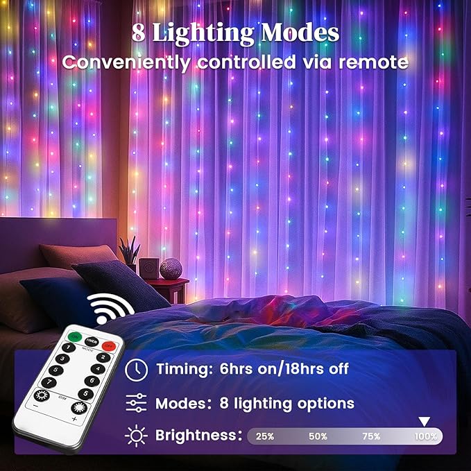 DomeStar 300 LED Fairy Curtain Lights, 9.8ft x 9.8ft Battery Operated - Image 2