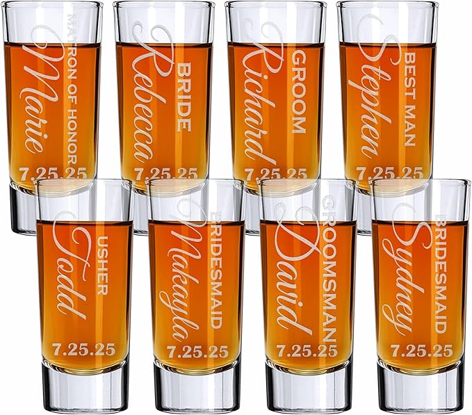 Custom Engraved 2 oz Shot Glass – Personalized Etching – Groomsman & Bridesmaid by BlueRidgeMountainGifts
