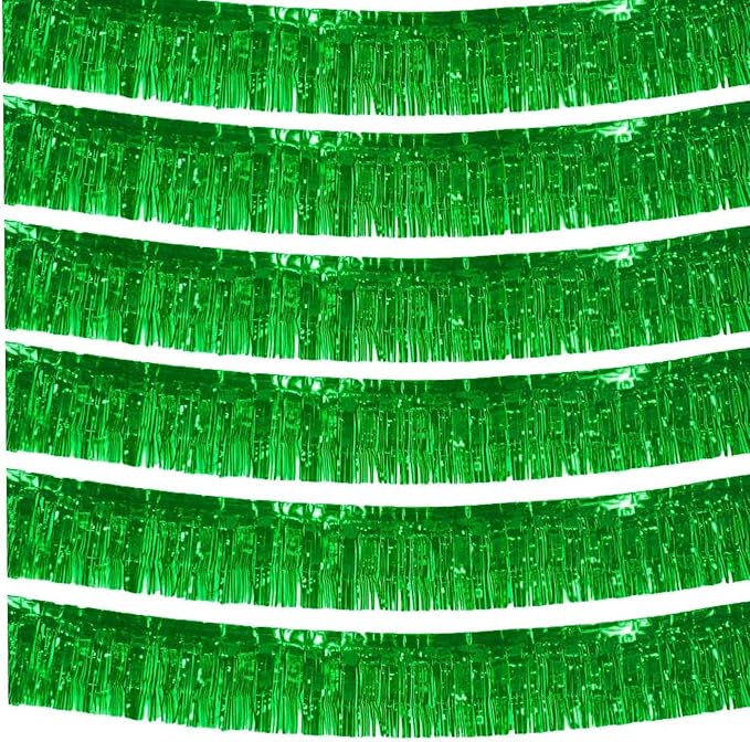 We Moment 6 Pack 10 Feet Green Foil Fringe Garland Streamers Metallic Tinsel by We+Moment