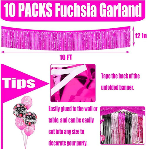 10 Pack 10 Feet Foil Fringe Garland Metallic Tinsel Streamers Banner Wall - Image 2