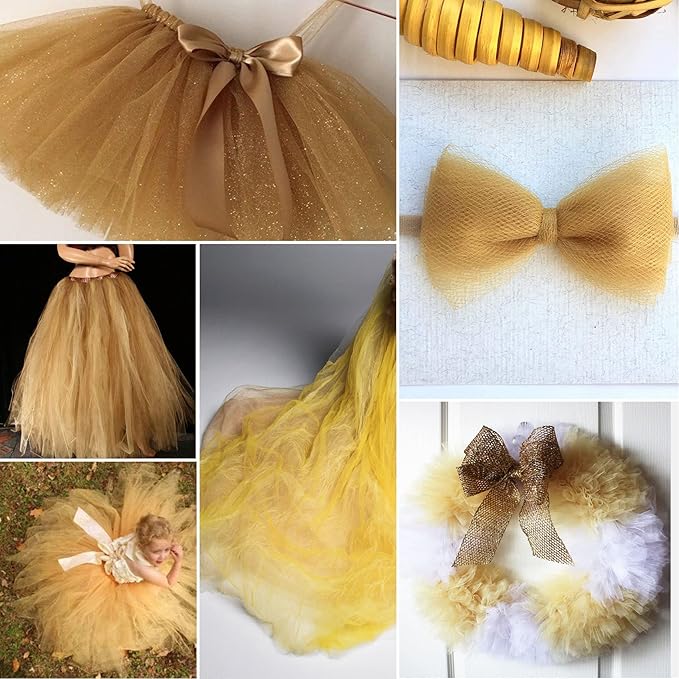Aztec Gold Tulle Fabric Rolls 6 Inch by 100 Yards Fabric Spool Tulle Ribbon - Image 6