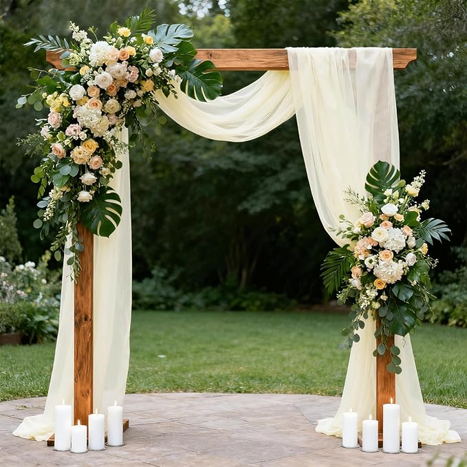Wedding Arch Draping Fabric 29" x 18 FT Light Yellow Sheer Chiffon Outdoor - Image 8