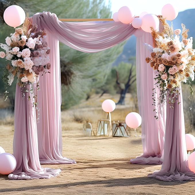 Arch Drapes for Wedding Arch Draping Fabric Dusty Rose Sheer Backdrop Curtain - Image 2