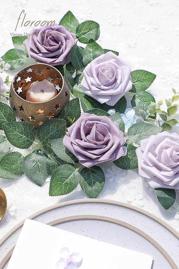 Floroom Artificial Flowers 25pcs Real Looking Lavender African Violet Purple - Image 5