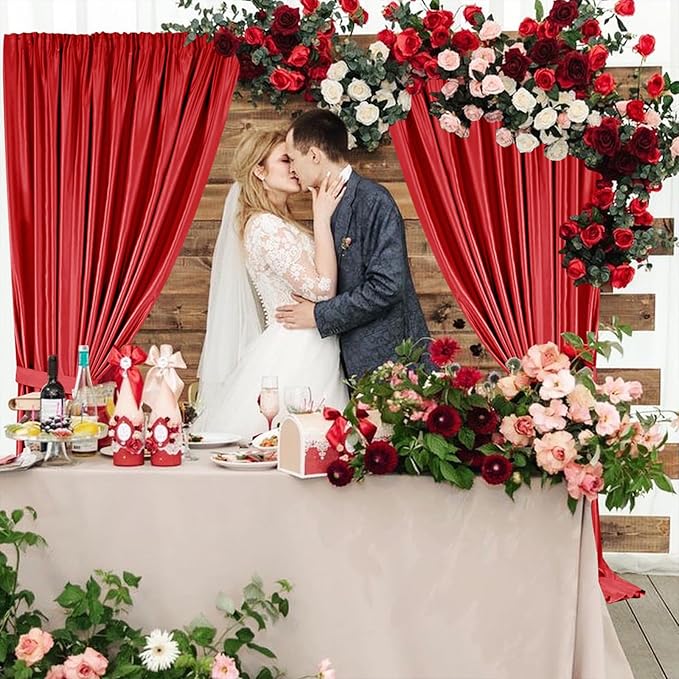 Sugargirl 10x10FT Red Backdrop Curtains Polyester Photo Backdrop Drapes - Image 2