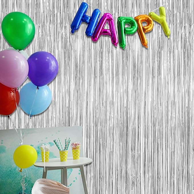 2 Pack Tinsel Backdrop, 3.28 FT x 7.05 FT Birthday Party Decorations, Metallic - Image 7