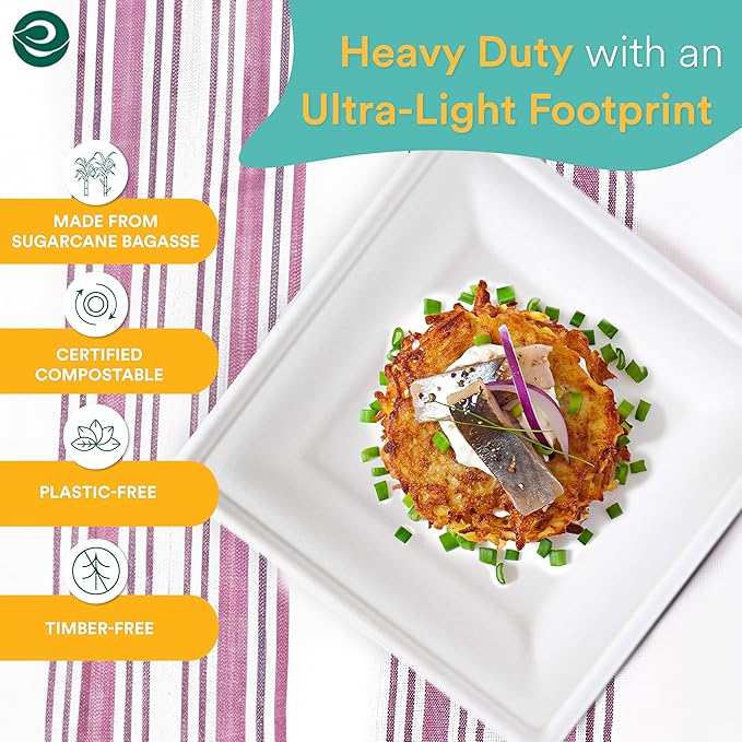 ECO SOUL Compostable Paper Plates 6 Inch Heavy Duty Disposable Dessert Plates - Image 2