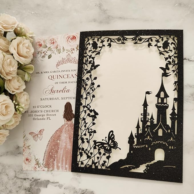 20PCS Castle Pocket Invitations, Quinceanera Invitations - Image 5