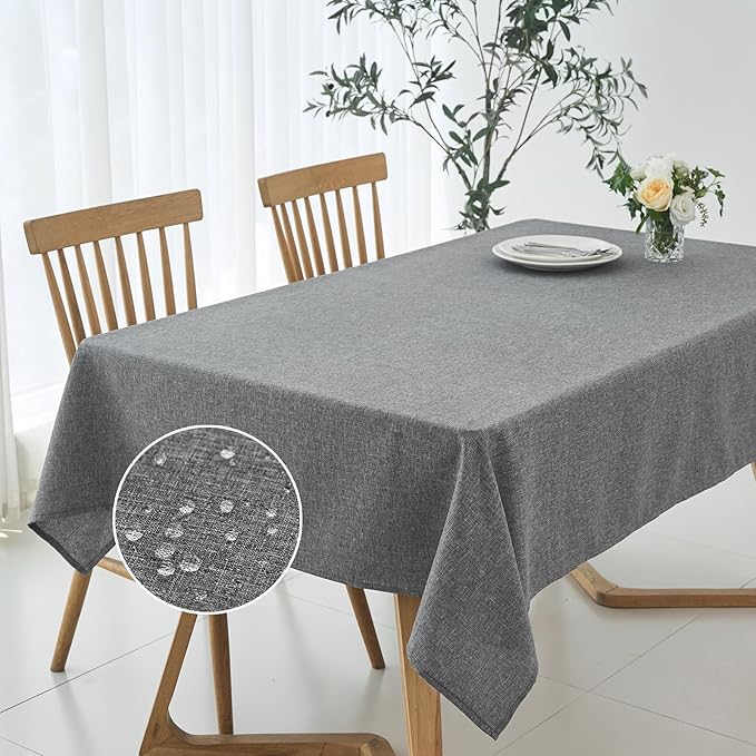 maxmill Rectangle Linen Textured Tablecloth Waterproof Spillproof Wrinkle Free - Image 2