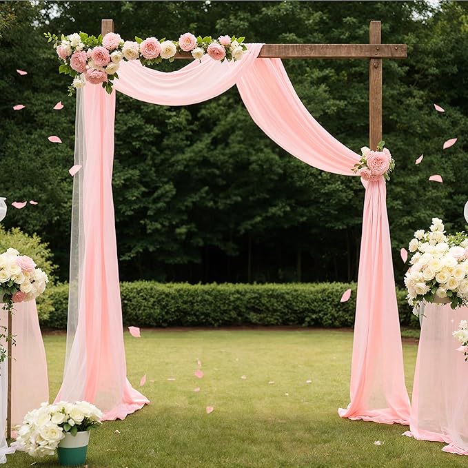 Blush Wedding Arch Draping Fabric Sheer Arch Drapes Backdrop Curtain by Gogoparti