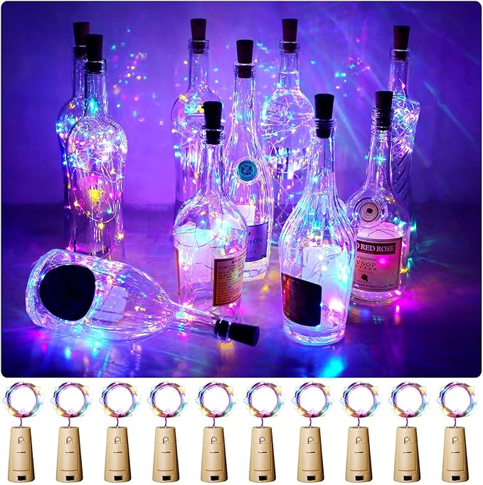 Aluan Wine Bottle Lights with Cork 10 Pack 20 LED Christmas Mini Fairy Lights by Aluan