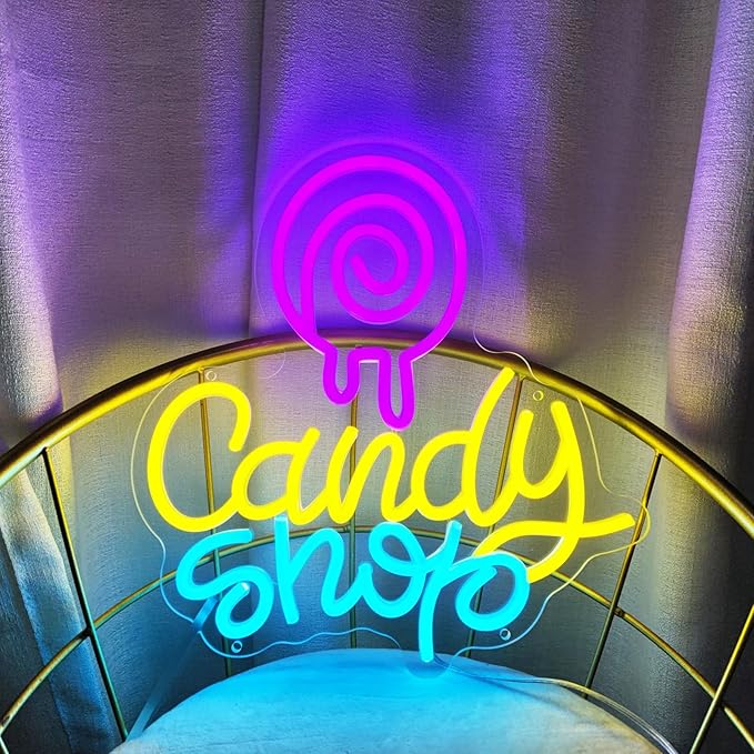 Candy Neon Sign Candy Bar Signs Candy Shop Neon Candy Sign Cherry Neon Signs - Image 3