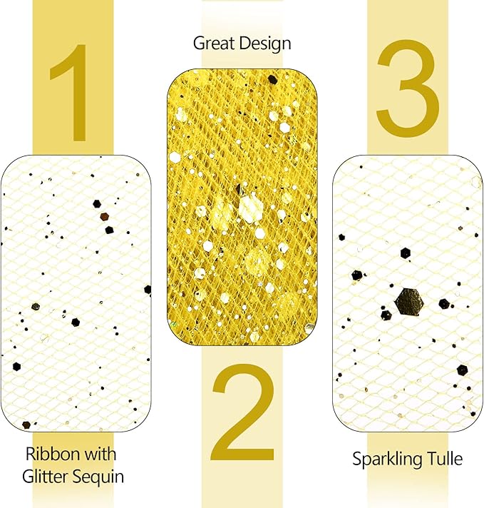 Glitter Tulle Rolls, 6” by 50 Yards Sparkling Tulle Spool Ribbon Sequin Tulle - Image 4