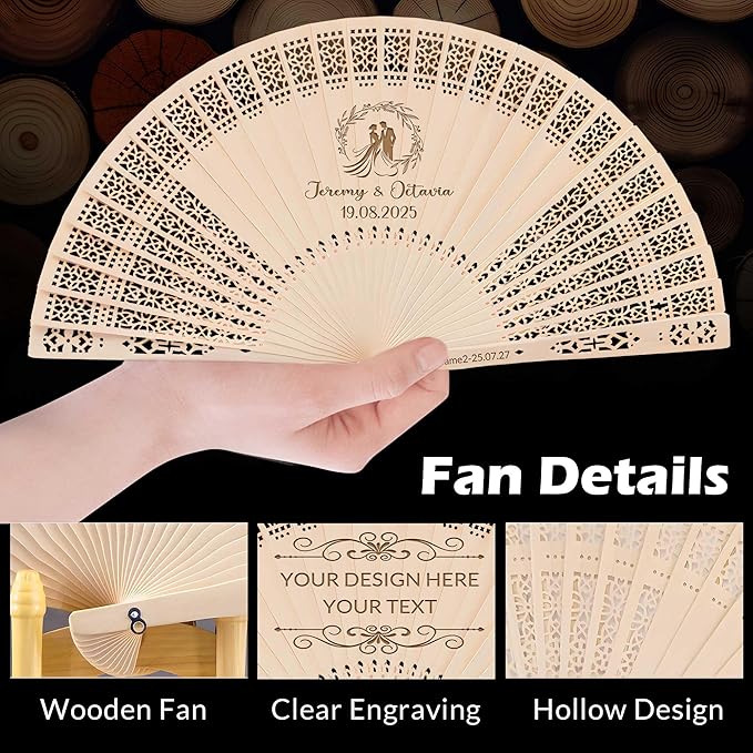 50 PCS Custom Fans Personalized Folding Fans - Image 3