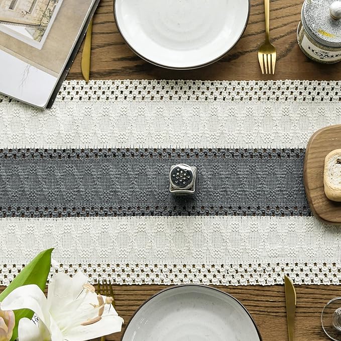 Artoid Mode Dark Grey Farmhouse Rustic Table Runner, Seasonal Holiday Hollow - Image 3